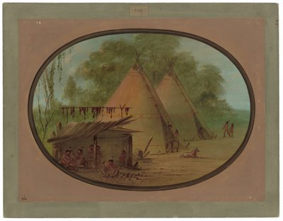 Fabrication de pointes de flèches en silex - Apaches - George Catlin