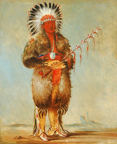 Râw-no-way-wóh-krah, Tige de pipe lâche, un brave - George Catlin