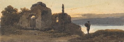 Temple au bord du lac - George Chinnery