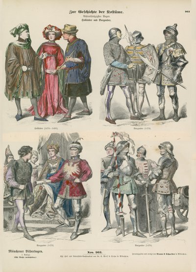 Costumes de Bourgogne et de Hollande, 15ème siècle - German School