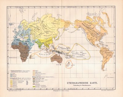 Carte ethnographique du monde - German School