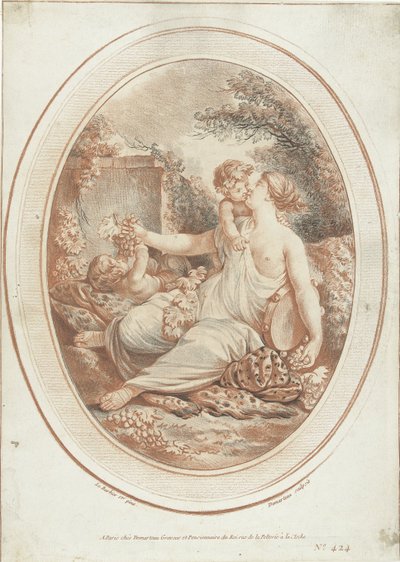 Bacchanale avec nymphe et deux putti - Gilles Demarteau