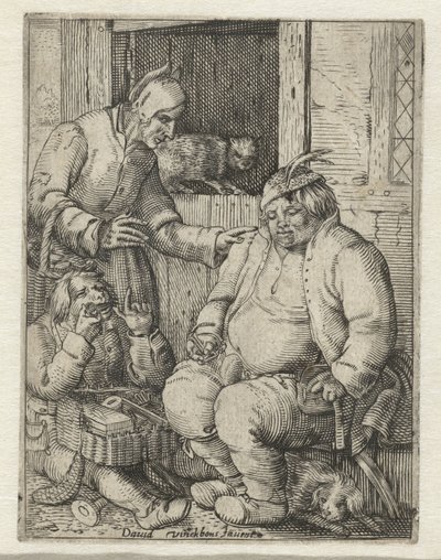 Colporteur démontrant sa marchandise - Gillis van Breen