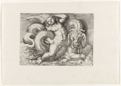 Putto chevauchant un monstre marin - Giovanni Andrea Maglioli