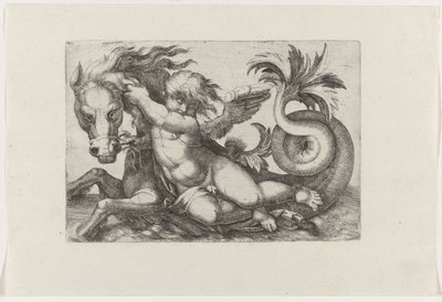 Putto chevauchant un hippocampe - Giovanni Andrea Maglioli