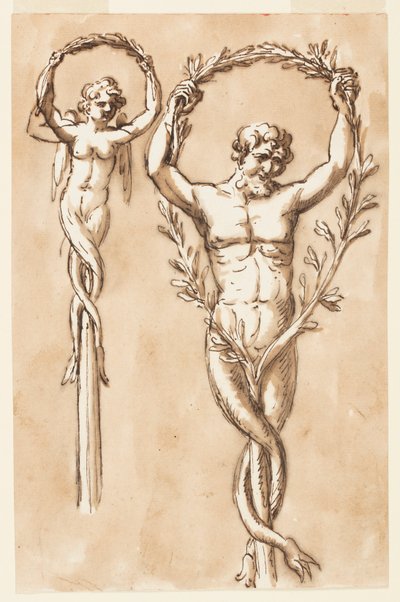 Deux figures comme crêtes de poteaux - Giuseppe Barberi