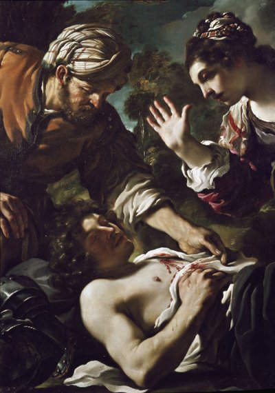 Herminie découvre Tancrède (détail) - Guercino