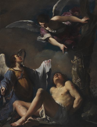 Saint Sébastien secouru par deux anges - Guercino