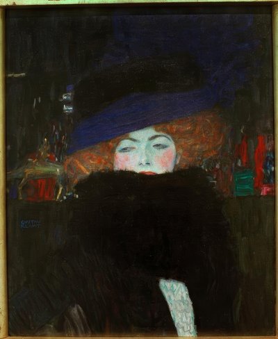 Dame avec chapeau et boa de plumes - Gustav Klimt