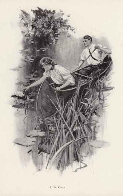 Homme et femme dans un canoë - Harrison Fisher