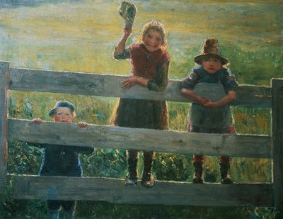 Trois petits enfants à la porte - Helga Ring Reusch