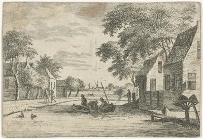 Vue de village avec des pêcheurs - Hendrik Roosing