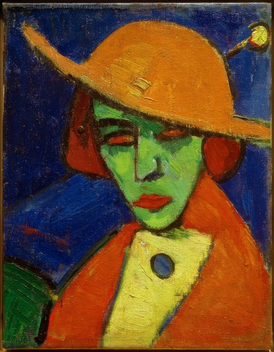 Femme verte avec chapeau jaune II - Hermann Stenner