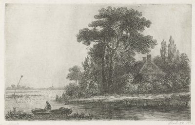 Paysage fluvial avec balise - Hermanus Jan Hendrik van Rijkelijkhuysen