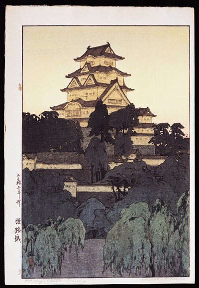 Vue du soir du château de Himeji - Hiroshi Yoshida