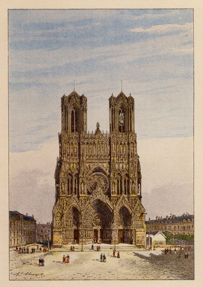 Notre-Dame de Reims (litho en couleur) - Hubert Clerget