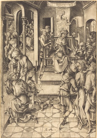 Le Christ devant Anne, vers 1480 - Israhel van Meckenem