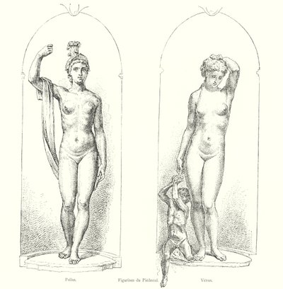 Figurines du Piédestal, Pallas, Vénus (gravure) - Italian School