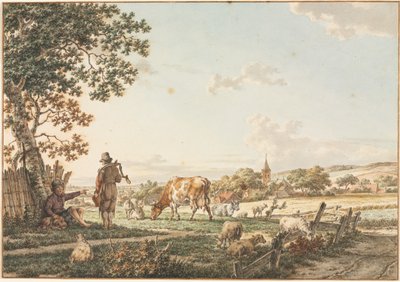 Paysage pastoral avec village - Jacob Cats