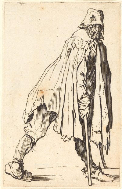 Mendiant avec béquilles et casquette - Jacques Callot