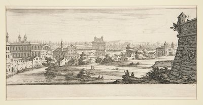 Paysage avec grands bâtiments imposants - Jacques Callot