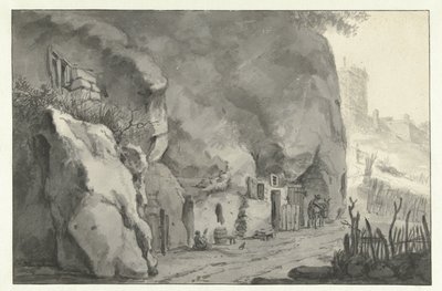 Habitations troglodytes sur la Loire - Jan Asselijn (attributed to)