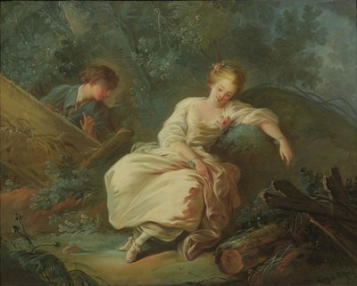 Jeune couple dans un paysage - Jean Baptiste Huet