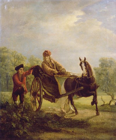 Voltaire (1694-1778) dans un cabriolet à Ferney - Jean Huber