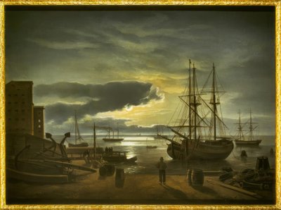 Port de Copenhague au clair de lune - Johan Christian Dahl