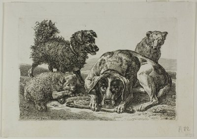 Quatre chiens, de Die Zweite Thierfolge - Johann Christian Reinhart