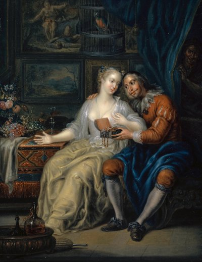 Couple avec marieuse, vers 1750 - Johann Georg Platzer