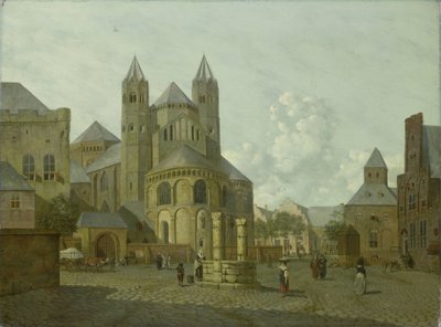 Paysage urbain imaginaire avec église romane - Johannes Huibert Prins