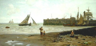 Marée basse, port de Whitstable - John Fraser