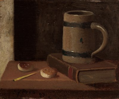 Tasse, livre, biscuits et allumette - John Frederick Peto