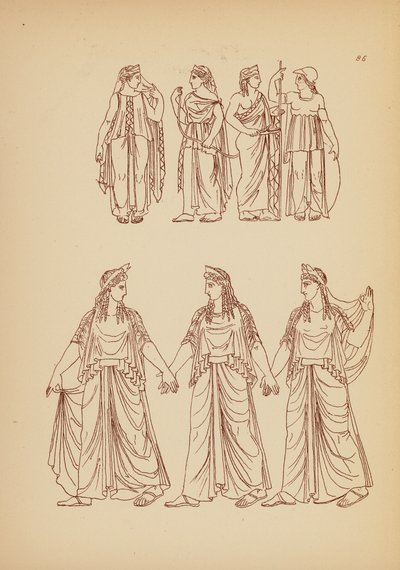 Costume féminin grec ancien (lithographie) - John Moyr Smith