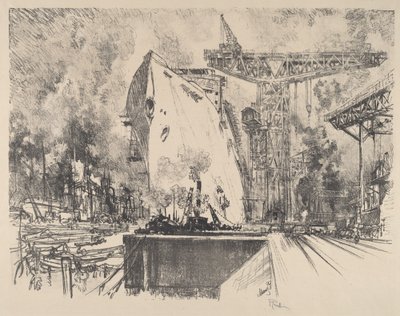 Construction du Bismarck, Hambourg - Joseph Pennell