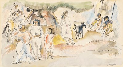 Figures du Sud et chèvre - Jules Pascin