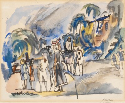 Paysage du sud avec figures et chevaux - Jules Pascin