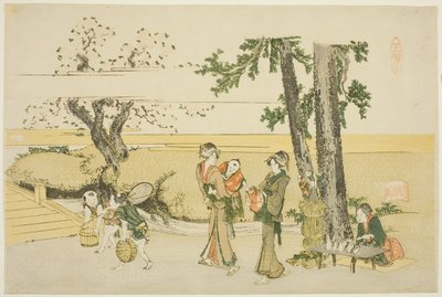 Une scène en bord de route (Oji) - Katsushika Hokusai