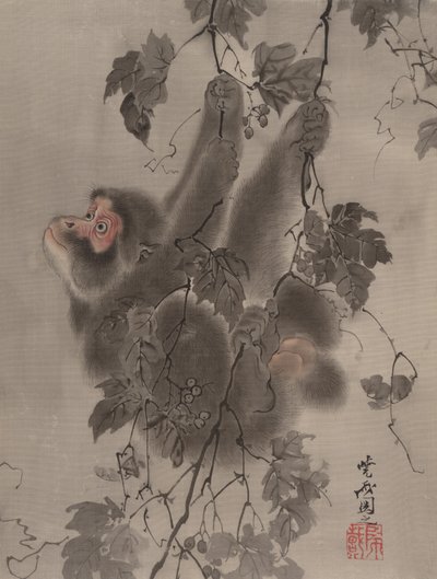 Singe suspendu à des vignes, vers 1887 - Kawanabe Kyosai