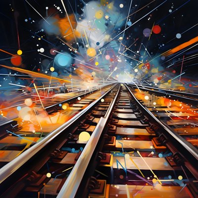 une peinture abstraite pleine de fantaisie, photographie de rails 2 - Kurt Heppke