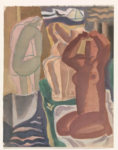 Deux femmes se baignant et une figure de dos - Leo Gestel