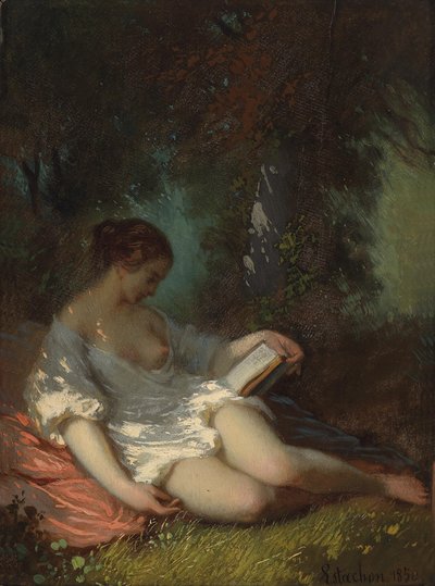 Lectrice dans un paysage de parc - Louis Antoine Estachon