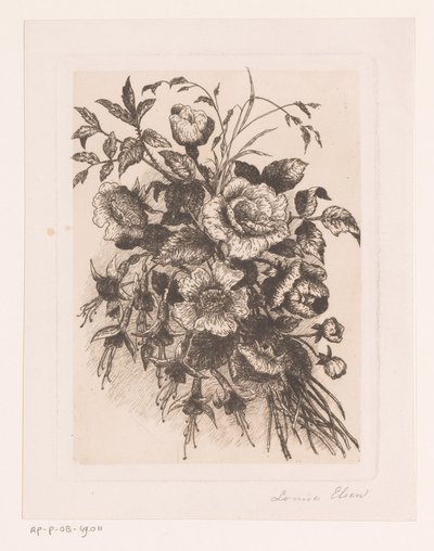 Nature morte de fleurs avec roses et anémones - Louise Elsen (attributed to)