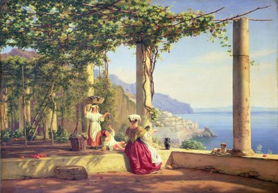 Pergola surplombant Amalfi - Martinus Rorbye