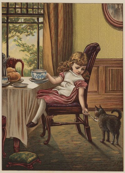 Fille avec un chat noir - Mary Ellen Edwards