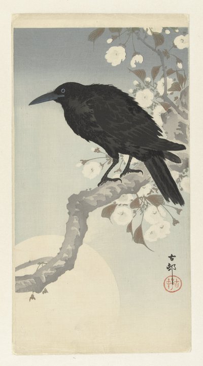 Corbeau sous la pleine lune - Ohara Koson