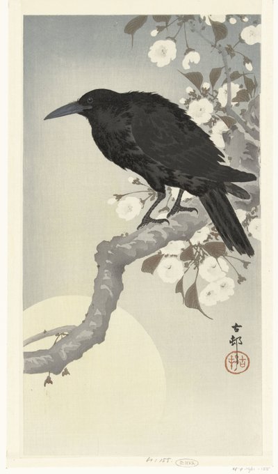 Corbeau sous la pleine lune - Ohara Koson