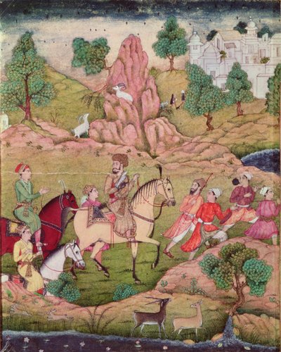 Chasse au faucon, dynastie Safavide (1502-1736) - Persian School