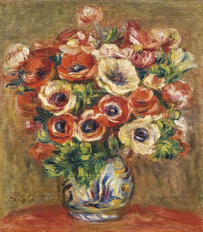 Anémones dans un vase - Pierre Auguste Renoir